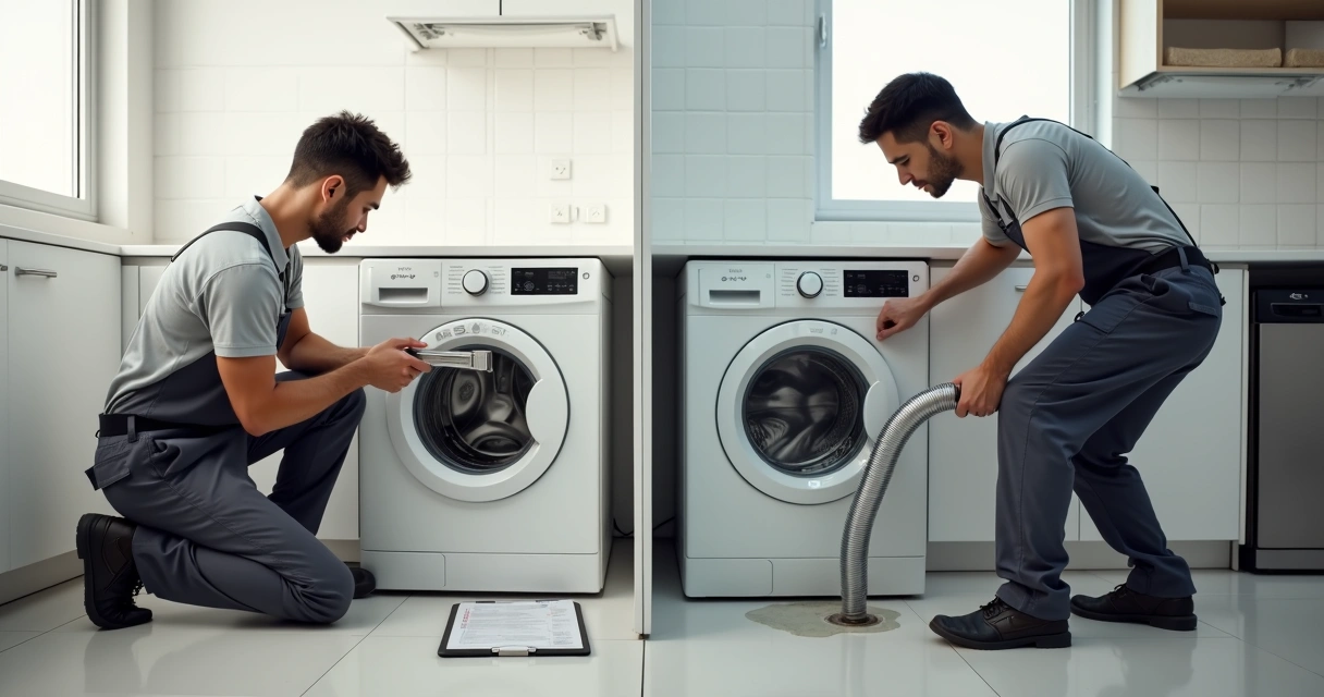 Comparação entre instalação feita por técnico especializado e por entregadores de loja em máquina de lavar