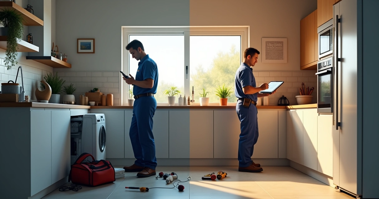 Comparação entre técnico autônomo e equipe de assistência técnica em cozinha residencial
